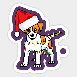 Santa Jack Russel Christmas Lights Dog Lover Christmas Gift T-Shirt Sticker